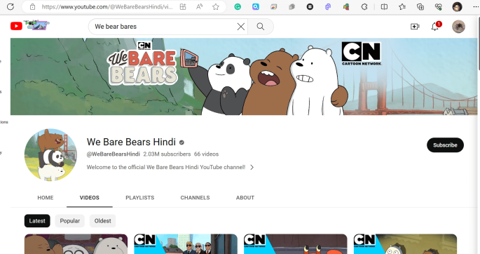we bare bears hindi cartoon network channel on youtube